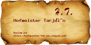 Hofmeister Tarján névjegykártya